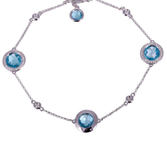 Blue Topaz Diamond Bracelet