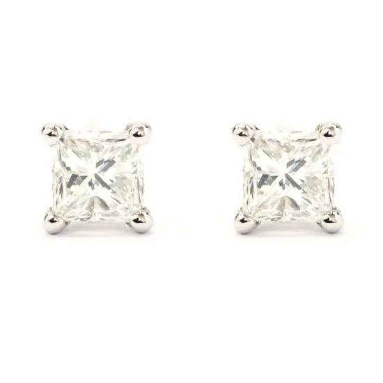 Earrings: Princess Cut Diamond Earrings - B15563